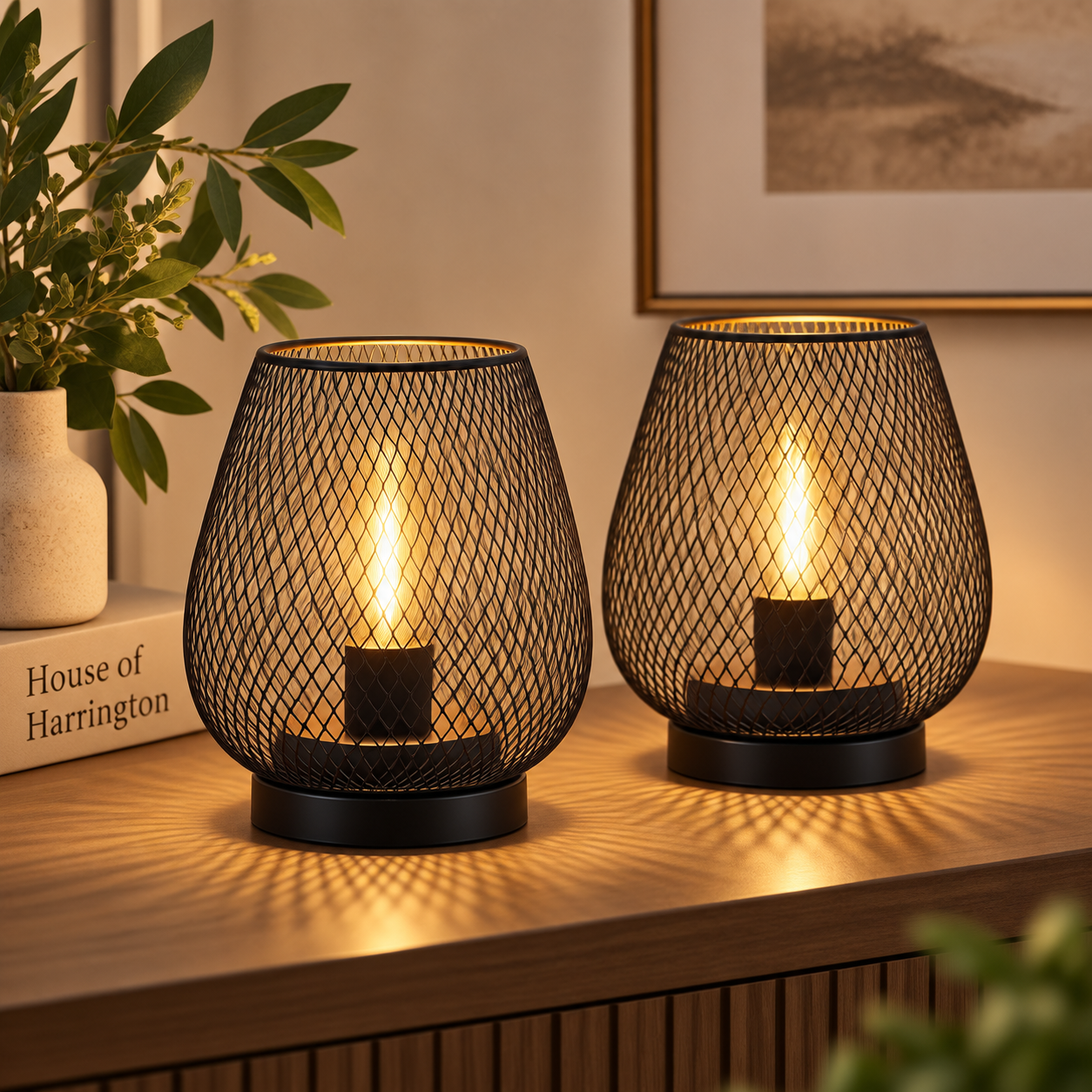 Wireless LED Table Lamps - Warm White Battery Powered Set of 2