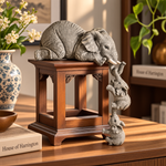 Retro Elephant Figurine Set - Resin Decorative Sculptures 3-Piece