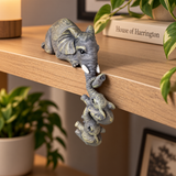 Retro Elephant Figurine Set - Resin Decorative Sculptures 3-Piece