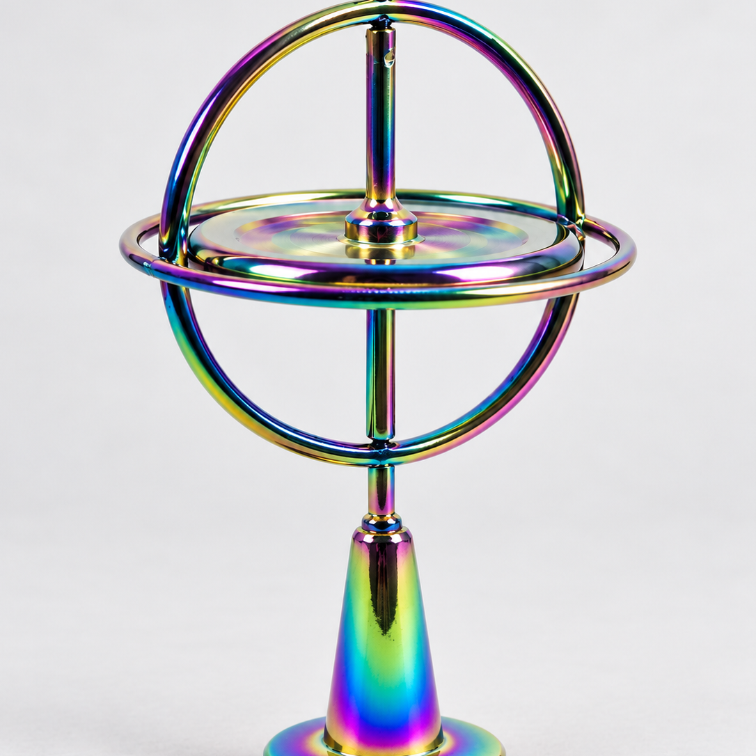 Metal Gyroscope Spinning Top with Pull Cord