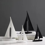 Minimalist Sailboat Sculpture - Polyresin Nautical Decoration