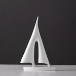 Minimalist Sailboat Sculpture - Polyresin Nautical Decoration