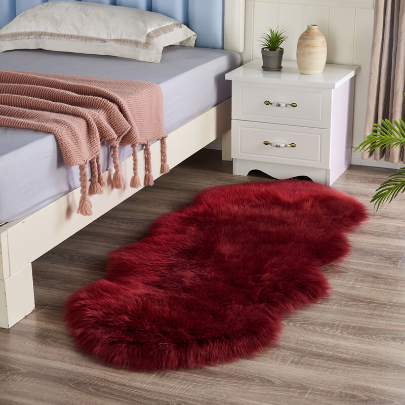 Faux Sheepskin Area Rug - Fluffy Non-Slip Suede Backing