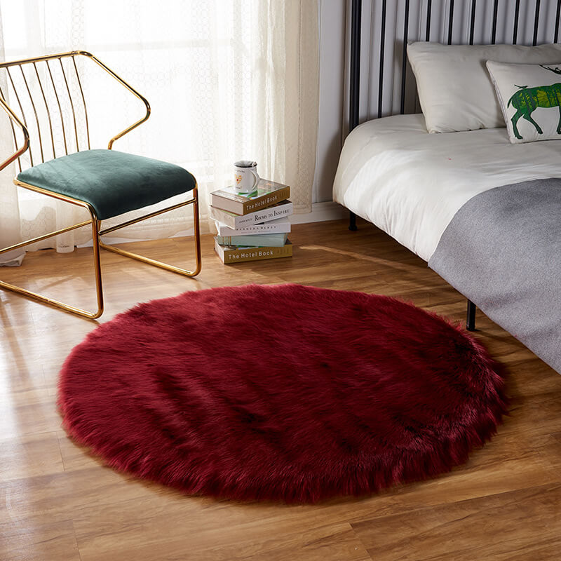 Round Faux Sheepskin Rug - Fluffy Pile with Suede Backing 60 - 180 Cm