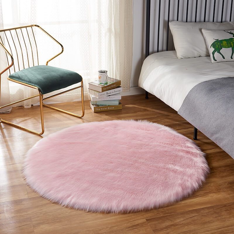 Round Faux Sheepskin Rug - Fluffy Pile with Suede Backing 60 - 180 Cm