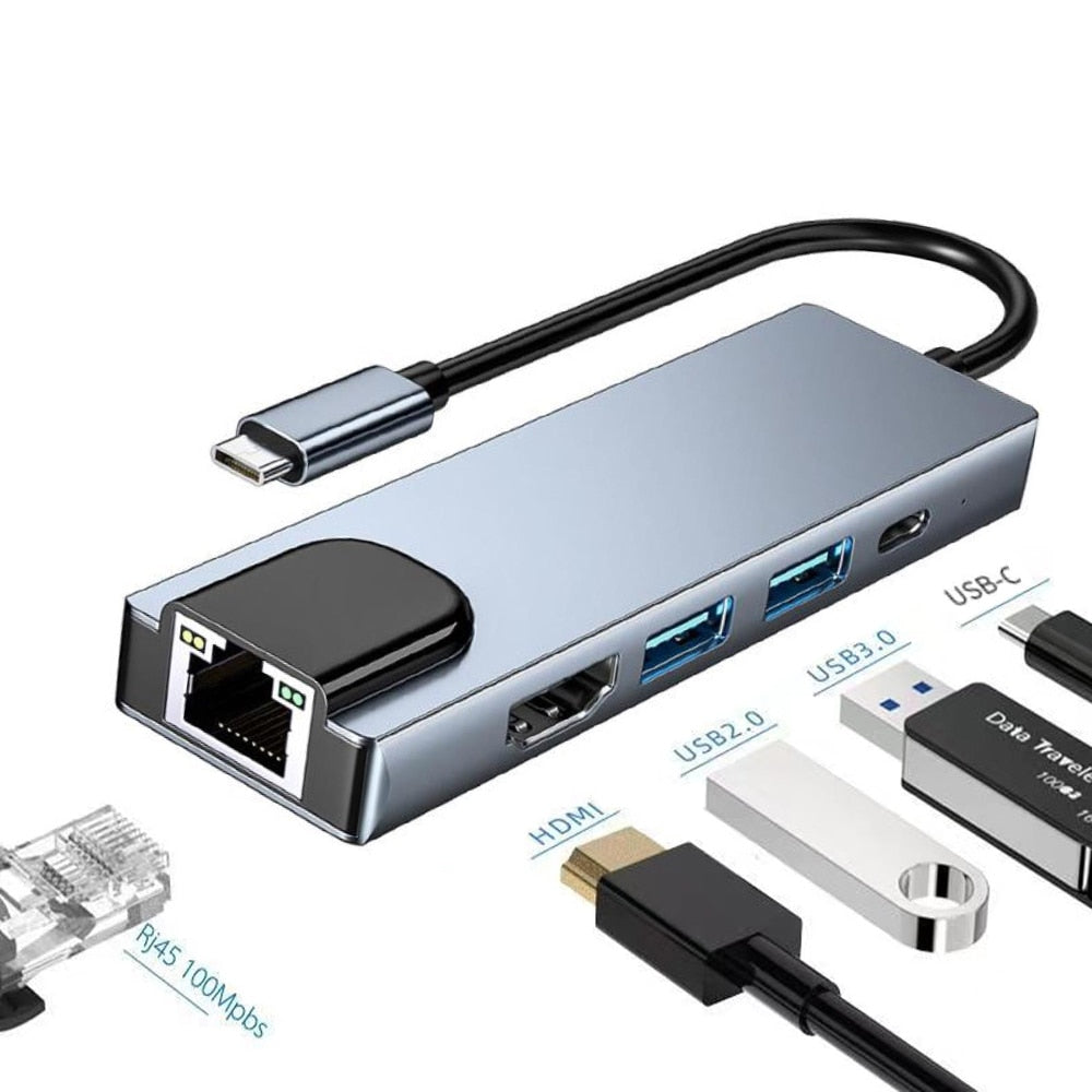Multi-Port USB-C Hub with HDMI and Card Reader