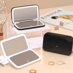 Travel Makeup Mirror - 1X/5X Double-Sided LED with 3 Light Tones