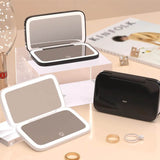 Travel Makeup Mirror - 1X/5X Double-Sided LED with 3 Light Tones