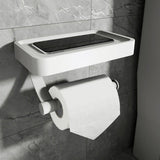Toilet Roll Holder with Shelf - Stainless Steel Silver