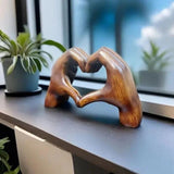 Carved Wooden Heart Decoration - Natural Wood