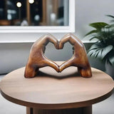 Carved Wooden Heart Decoration - Natural Wood