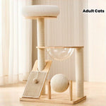 Wooden Cat Tree with Space Capsule, Condo and Scratching Posts