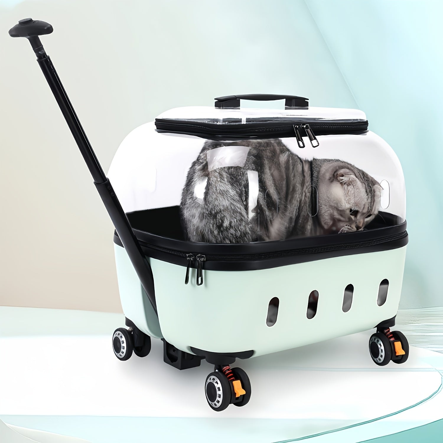 Transparent Cat Carrier With Ventilation and Storage Pocket