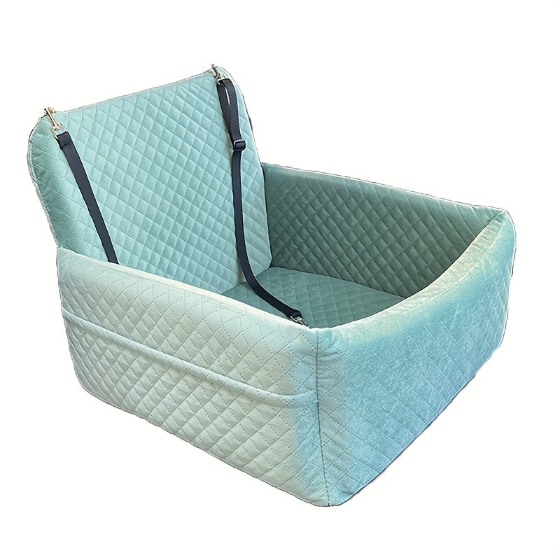 Portable Dog Car Seat with Safety Strap and Ventilation