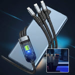 Transparent Luminous Charging 3-in-1 Data Cable