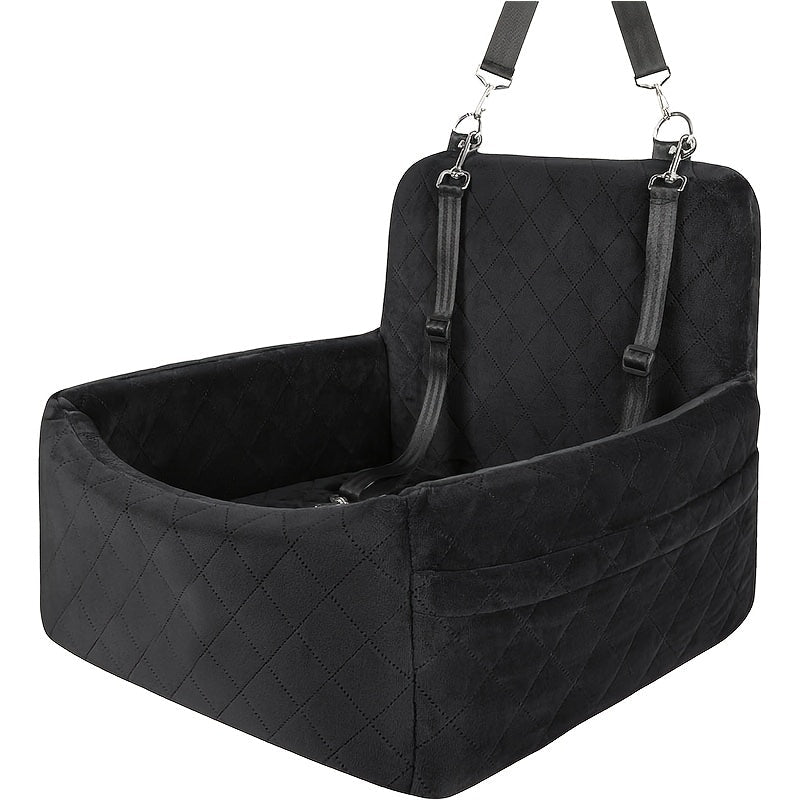 Portable Dog Car Seat with Safety Strap and Ventilation