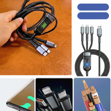 Transparent Luminous Charging 3-in-1 Data Cable