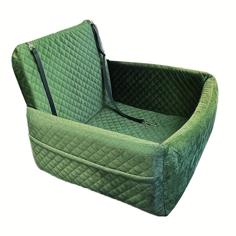 Portable Dog Car Seat with Safety Strap and Ventilation