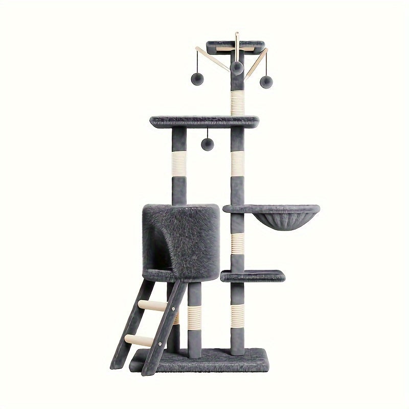 Multi-Level Cat Tower with Scratching Post and Rest Platforms