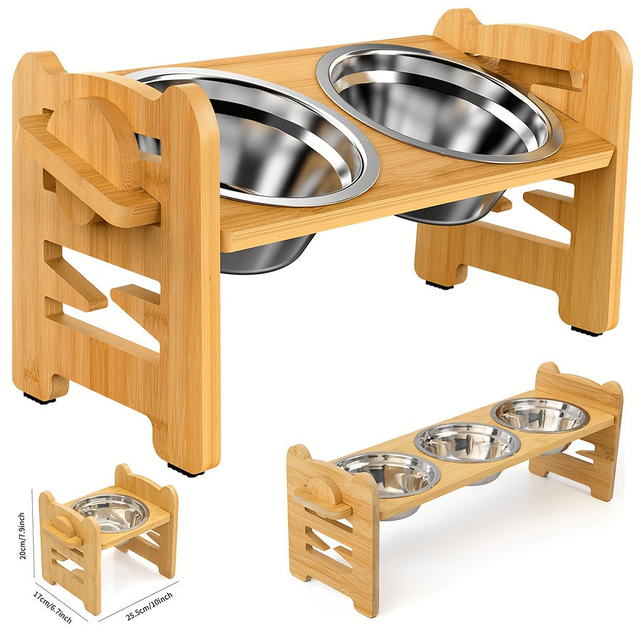 Elevated Bamboo Feeding Stand for Dogs