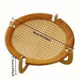 Elevated Wood and Rattan Pet Bed With Washable Cooling Mat