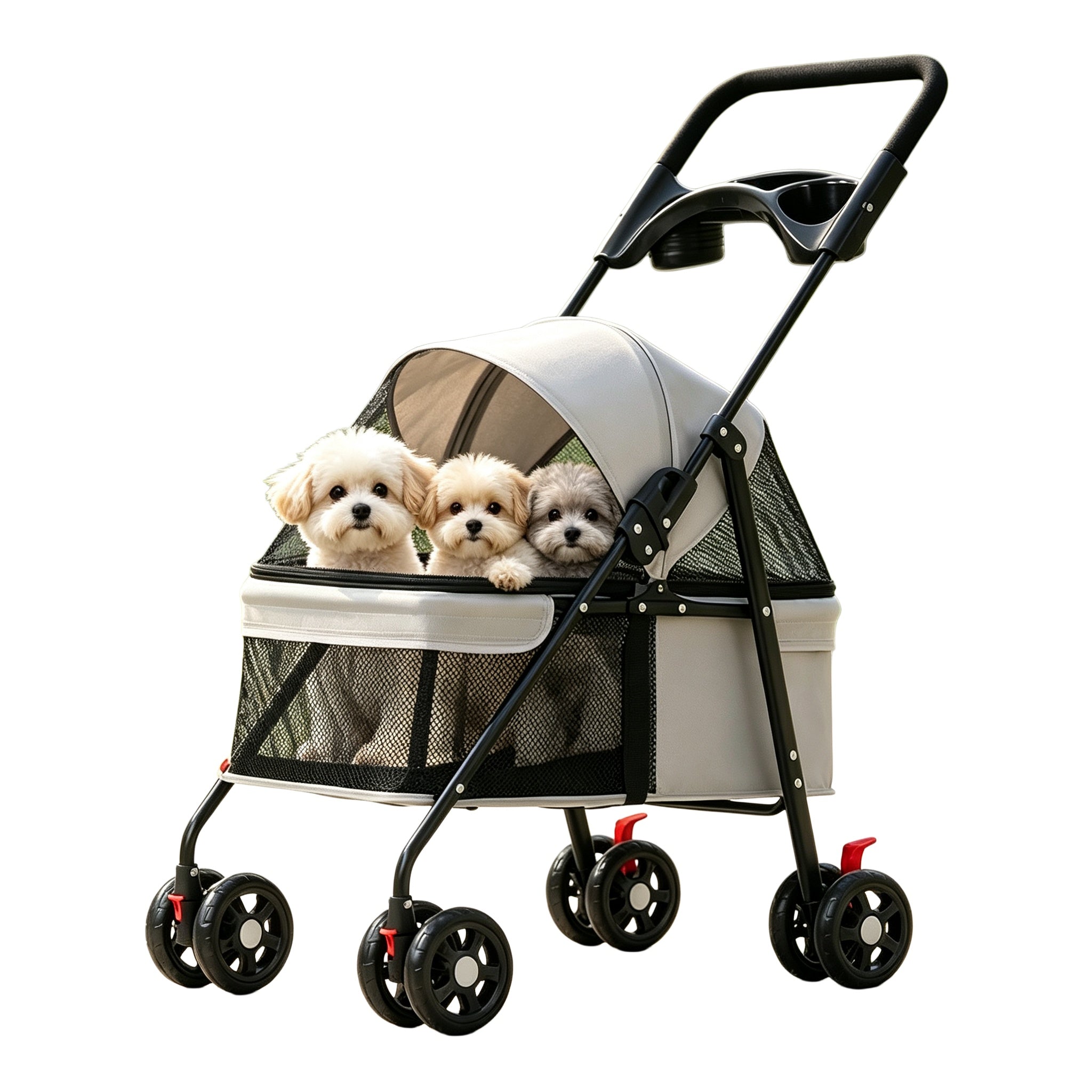 Foldable Pet Stroller With Brake and 15 kg Capacity