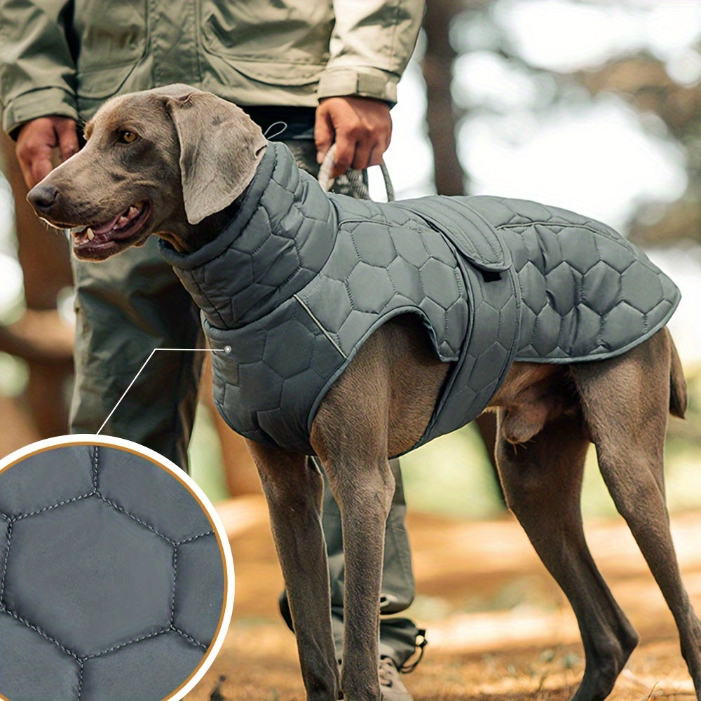 Padded Dog Jacket with Reflective Details and Hook-And-Loop Fastening