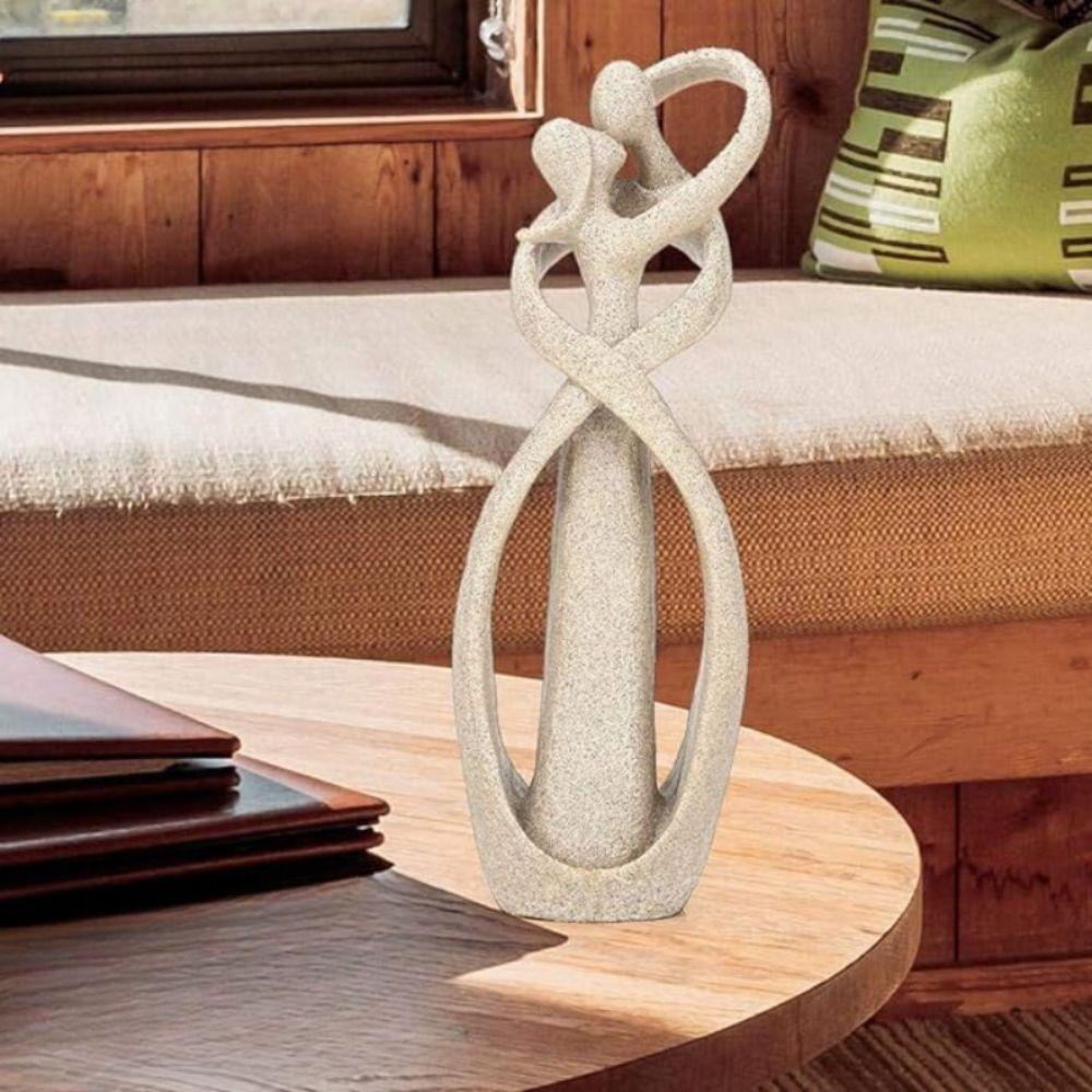 Abstract Embrace Sculpture - Resin Neutral Decorative Figure