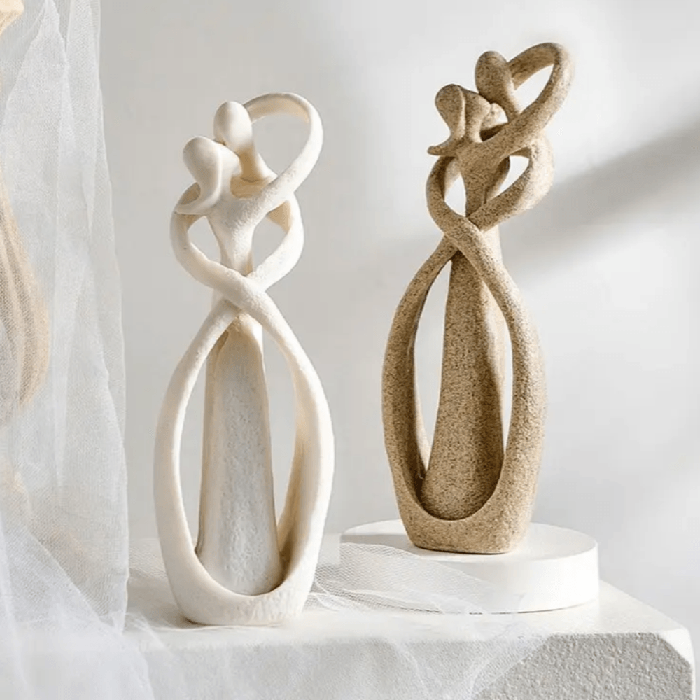Abstract Embrace Sculpture - Resin Neutral Decorative Figure