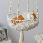 Woven Cat Swing with Breathable Linen Bed