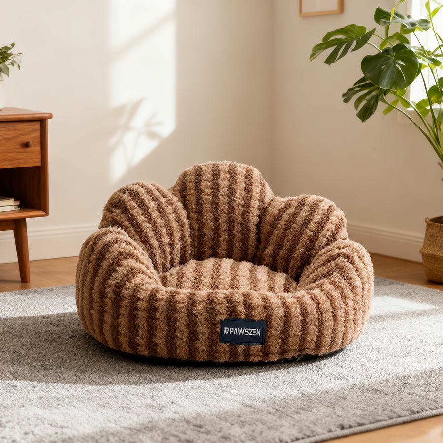 Large Striped Pet Bed of Flannel with Soft Edges
