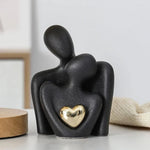 Abstract Ceramic Heart Sculpture - Gold Detail
