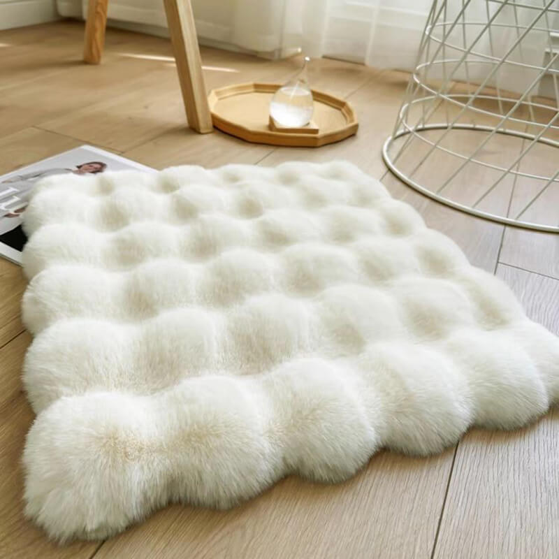 Faux Fur Chair Cushion - Anti-Slip Removable Cover 40-50 Cm
