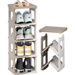 Foldable Narrow Shoe Rack - Stackable 3, 5 or 7 Tier Storage