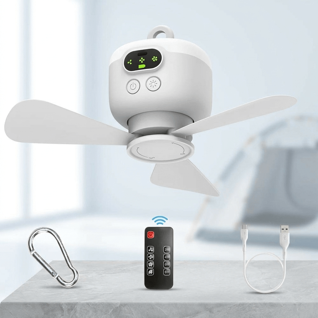 Rechargeable Hanging Camping Fan With Night Light