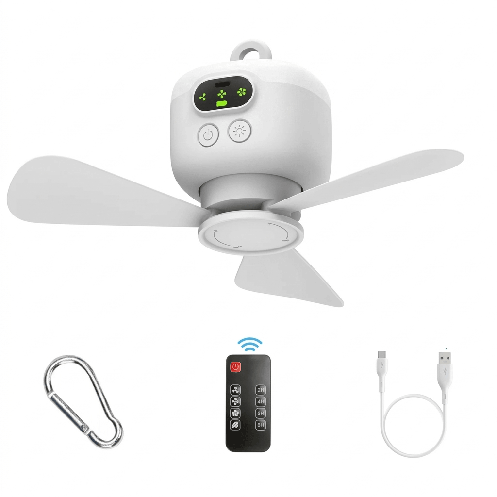 Rechargeable Hanging Camping Fan With Night Light