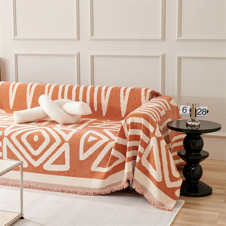 Boho Chenille Sofa Cover - Geometric Anti-Scratch Furniture Protector