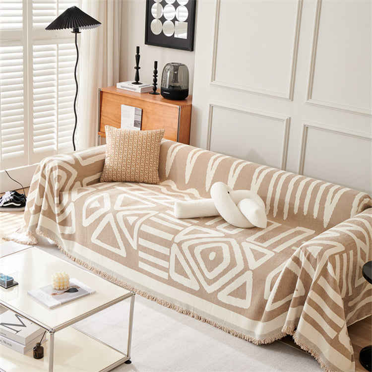 Boho Chenille Sofa Cover - Geometric Anti-Scratch Furniture Protector