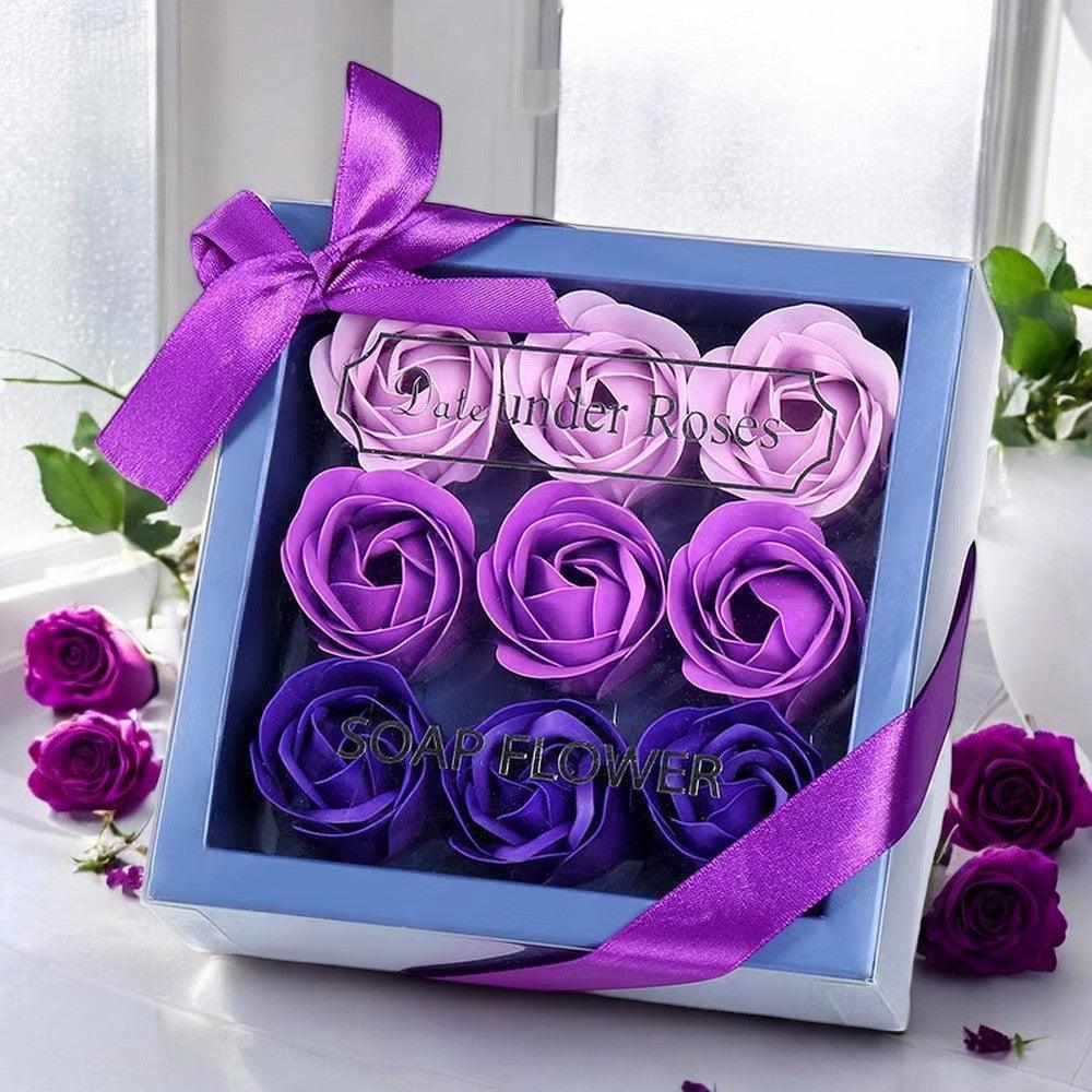 Rose Soap Flower Gift Set - 9 Flowers in Gift Box