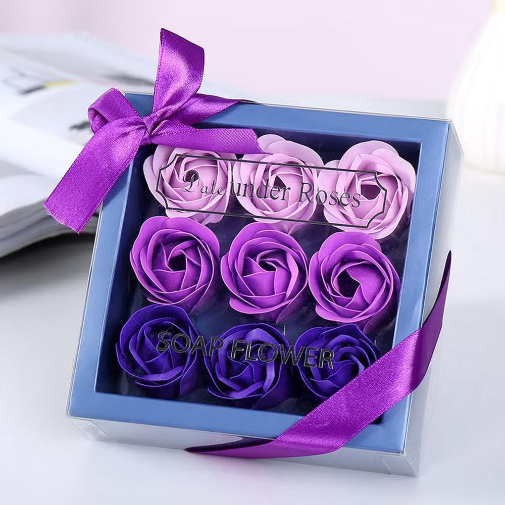 Rose Soap Flower Gift Set - 9 Flowers in Gift Box