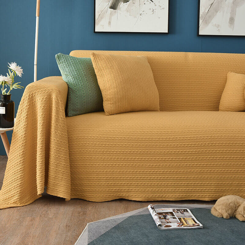 Knitted Sofa Throw Blanket - Cotton Polyester Extra Large Blanket