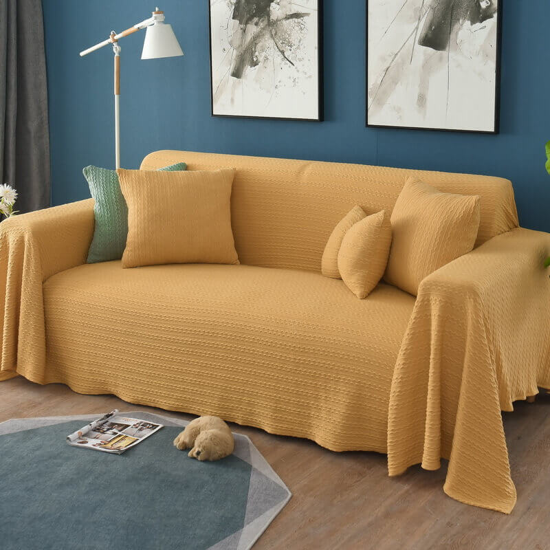 Knitted Sofa Throw Blanket - Cotton Polyester Extra Large Blanket